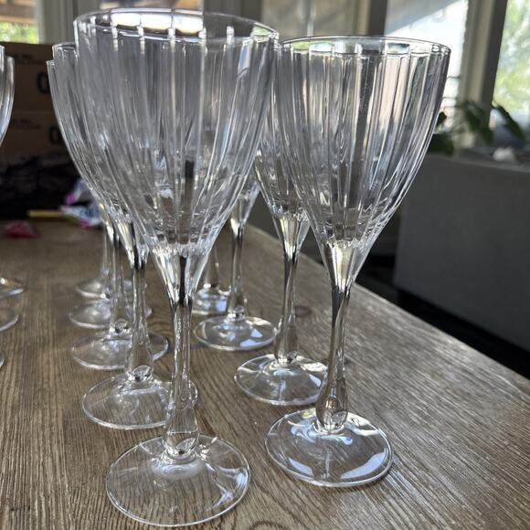 Set Of 9 Royal Crystal Rock SOLARIS Oneida Water Wine Goblets Glasses 7 3/4” - Picture 1 of 6